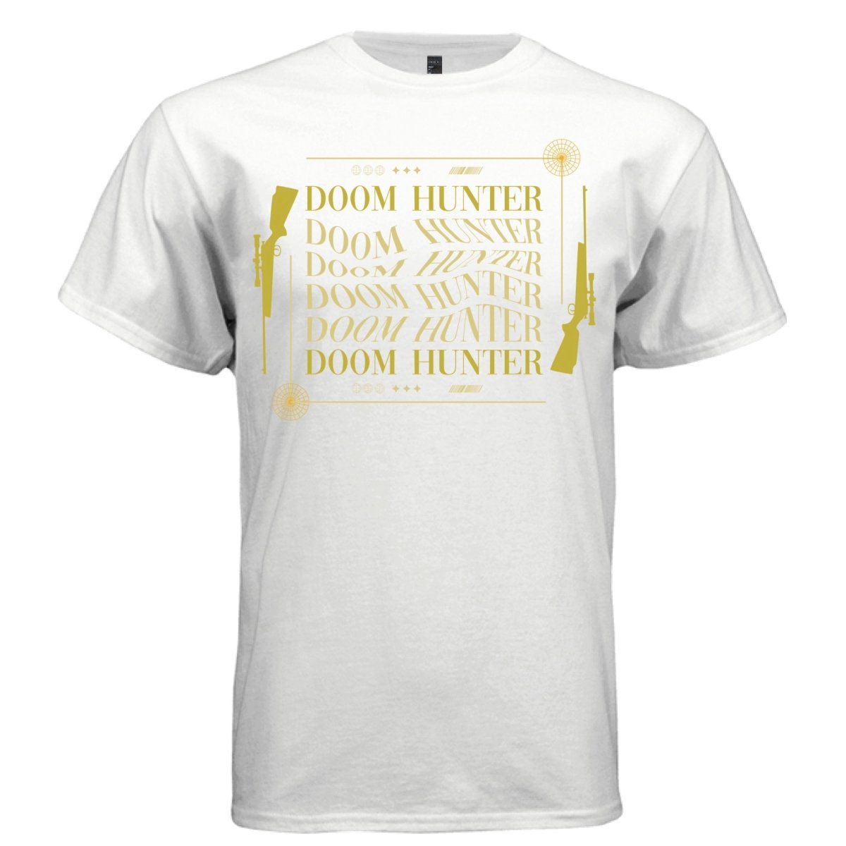 DOOM HUNTER Y2K Gold Rifle Graphic T-Shirt | Unisex Streetwear 389 - Project Hood