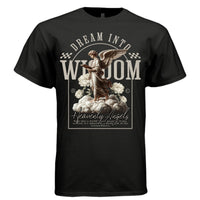 DREAM INTO WISDOM Angel Book Clouds Collegiate Oversized Streetwear T-Shirt | Project Hood 90 - Project Hood