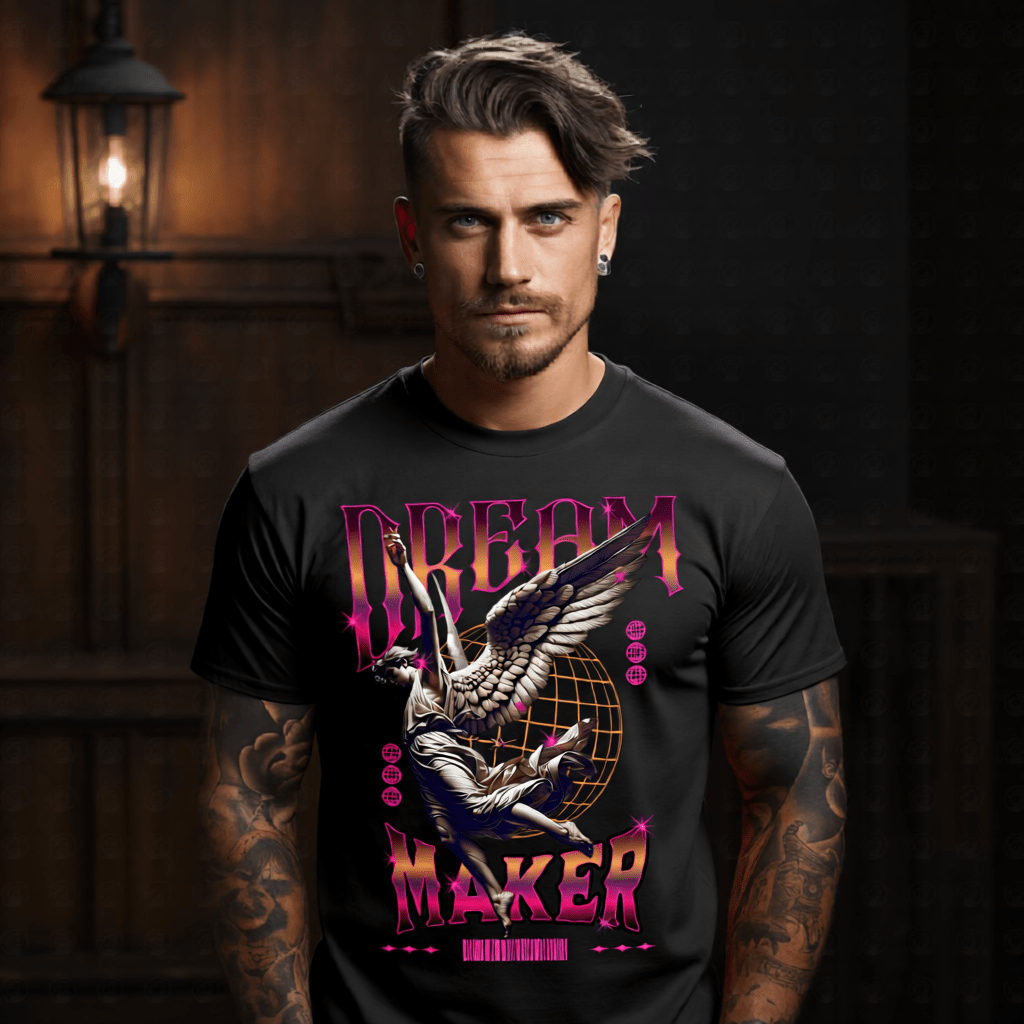 DREAM MAKER Angel Wings Globe Retro Oversized Streetwear T-Shirt | Project Hood 200 - Project Hood