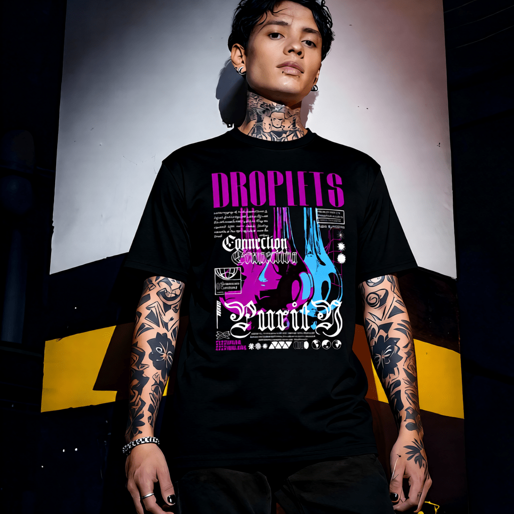 DROPLETS Y2K Liquid Drip Graphic T-Shirt | Unisex Streetwear 393 - Project Hood