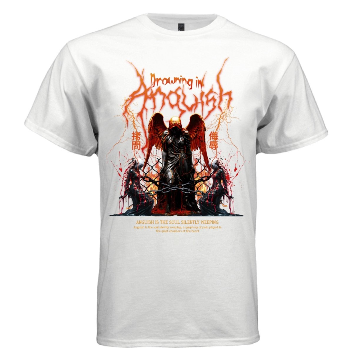 Drowning in Anguish Gothic Angel Graphic T-Shirt | Dark Streetwear | Anguish Is the Soul Silently Weeping | Project Hood 24 - Project Hood