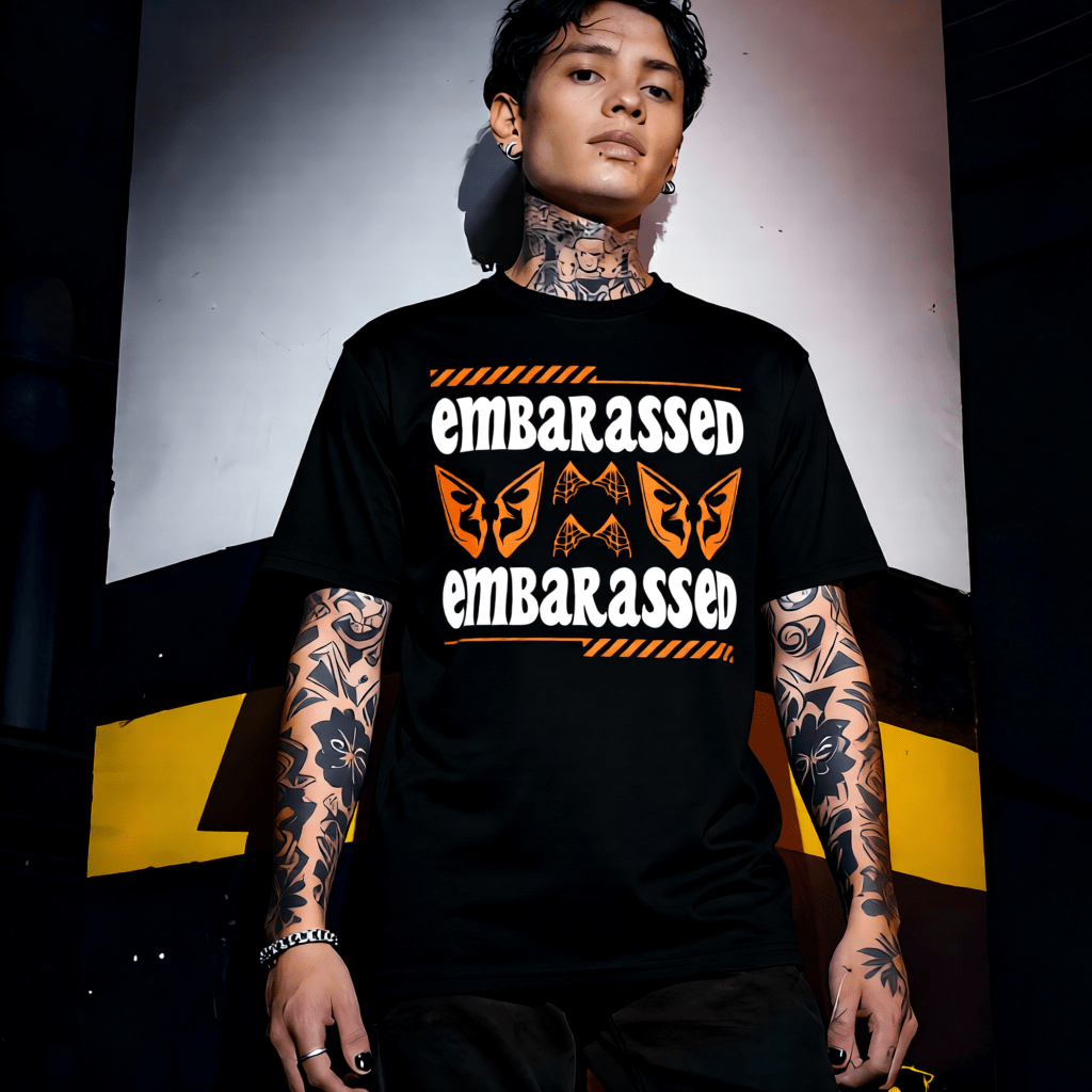 EMBARASSED Y2K Demon Mask Graphic T-Shirt | Unisex Streetwear 400 - Project Hood