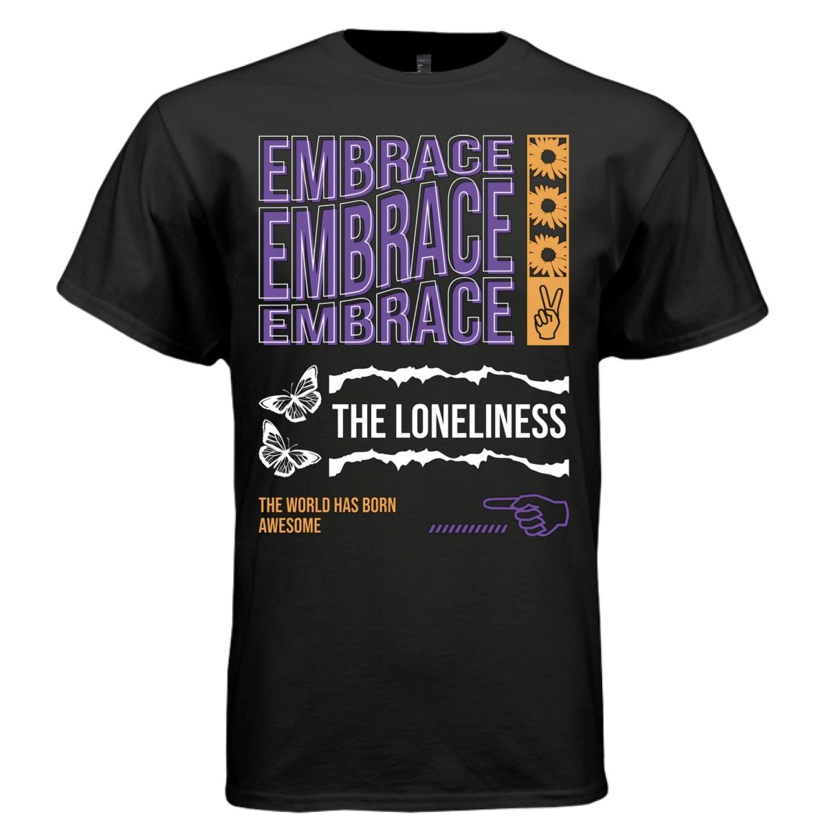 EMBRACE THE LONELINESS Y2K Butterfly Collage Graphic T-Shirt | Unisex Streetwear 403 - Project Hood