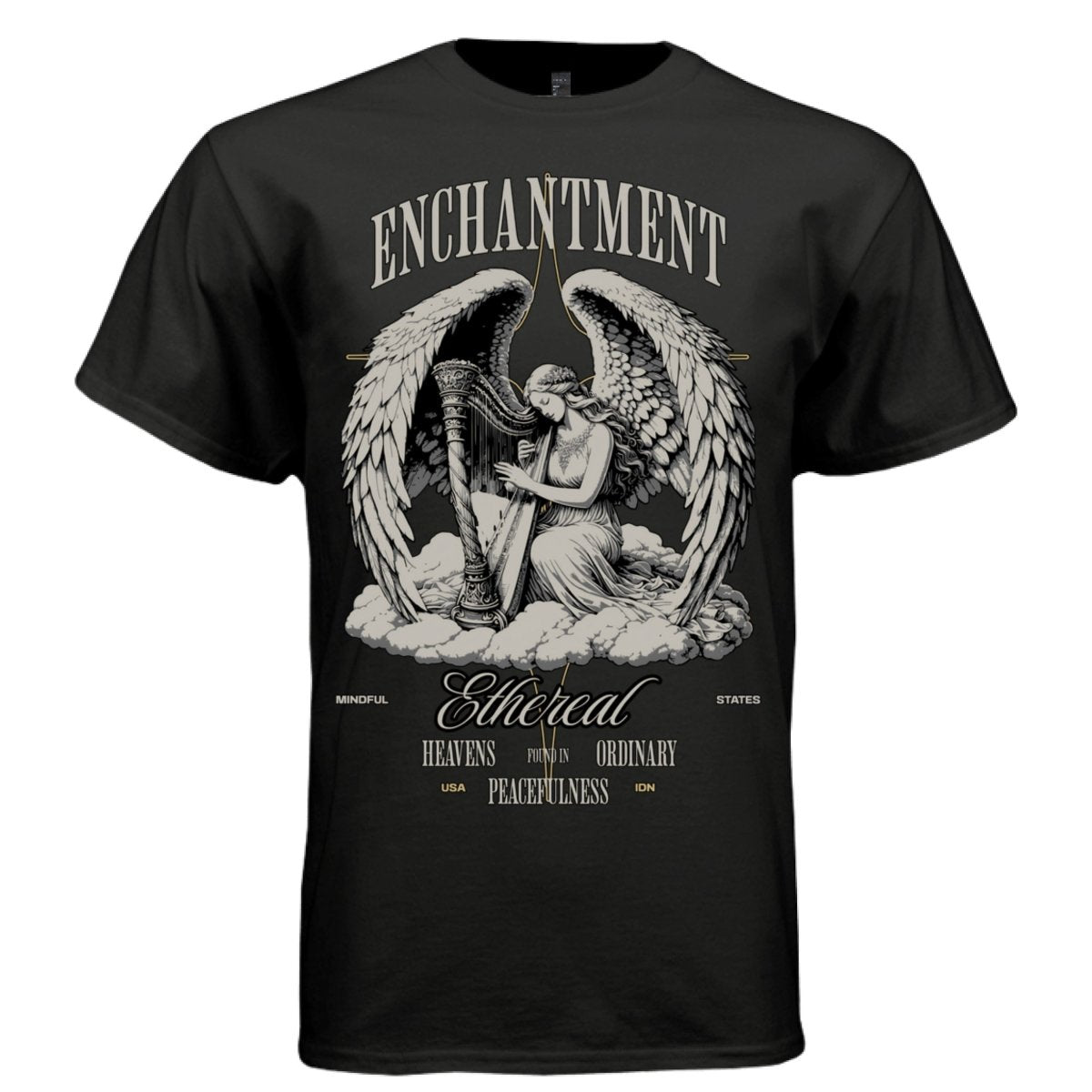 ENCHANTMENT Ethereal Harp Angel Mindful States Oversized Streetwear T-Shirt | Project Hood 91 - Project Hood