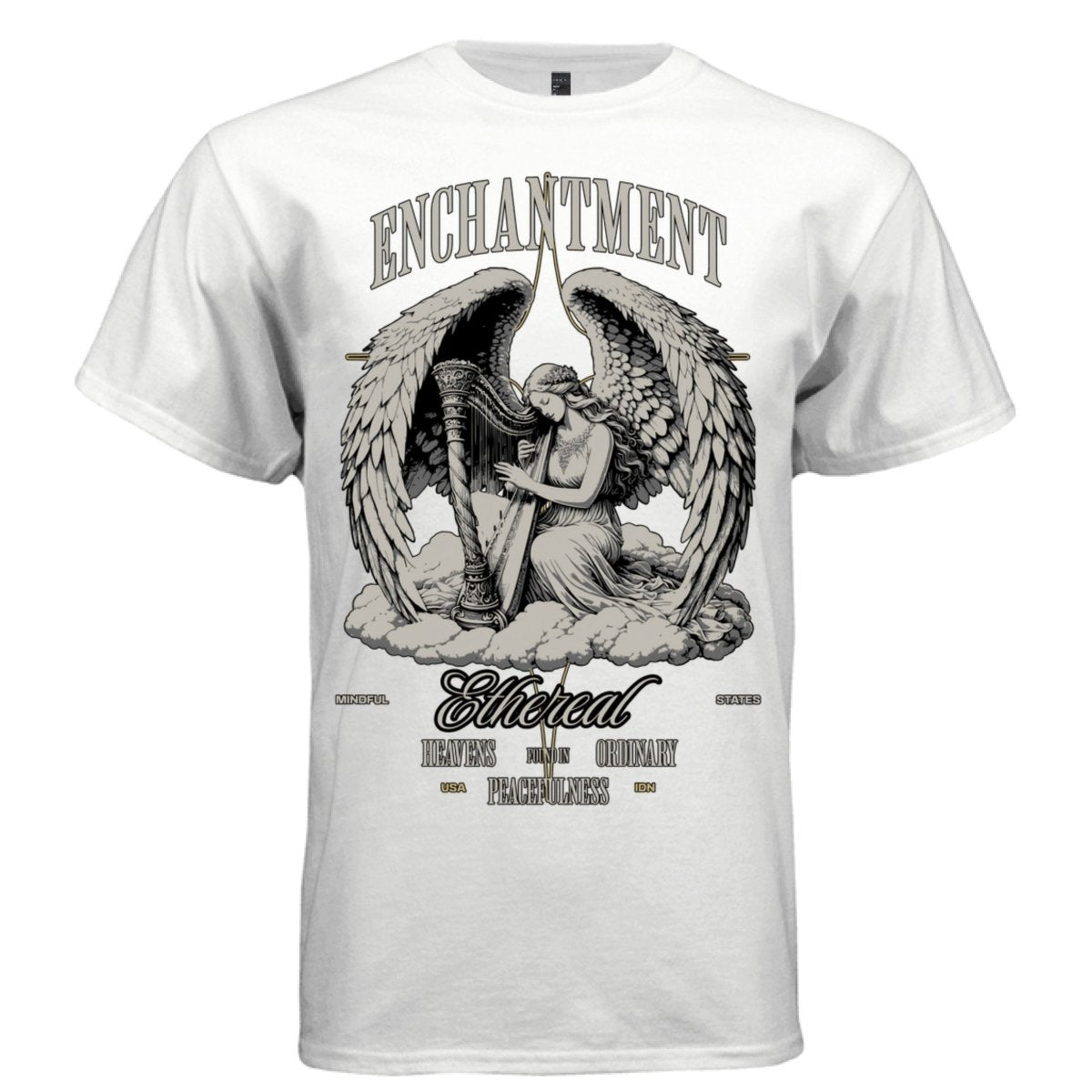 ENCHANTMENT Ethereal Harp Angel Mindful States Oversized Streetwear T-Shirt | Project Hood 91 - Project Hood
