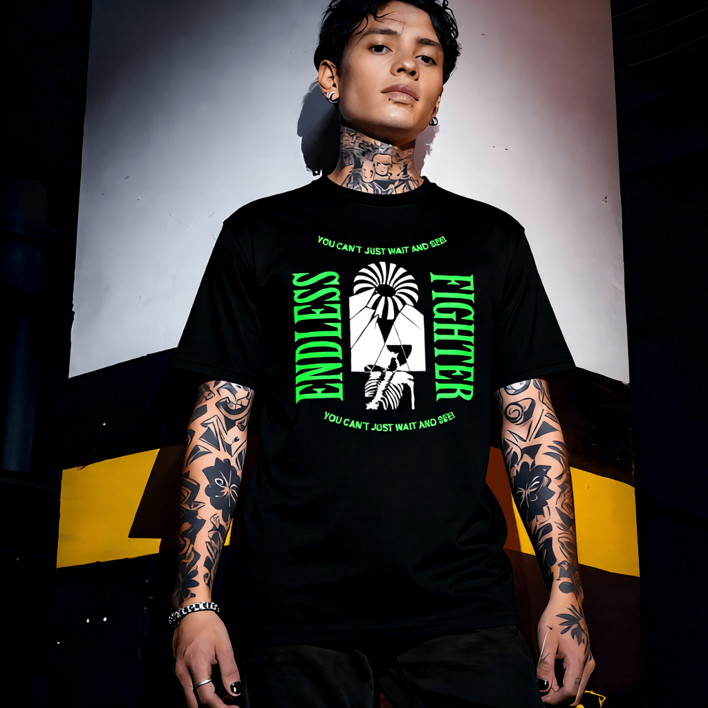 ENDLESS FIGHTER Y2K Shattered Figure Graphic T-Shirt | Unisex Streetwear 407 - Project Hood