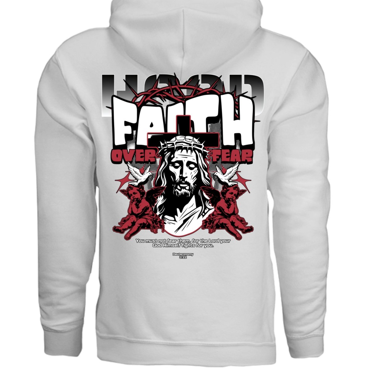 FAITH OVER FEAR Jesus Cross Cherubs Oversized Hoodie | Project Hood 58 - Project Hood