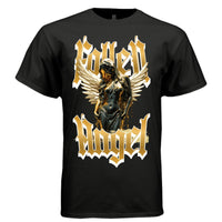 FALLEN ANGEL Gold Drip Gothic Wings Black Oil Oversized Streetwear T-Shirt | Project Hood 179 - Project Hood