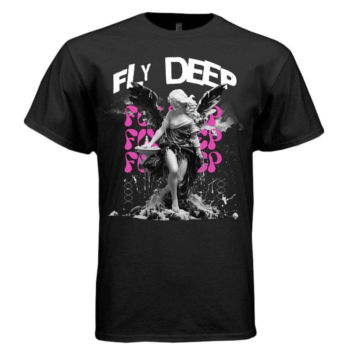 Fly Deep Dark Wing Angel Melting Neon Pink Graphic Tee | Project Hood 78 - Project Hood