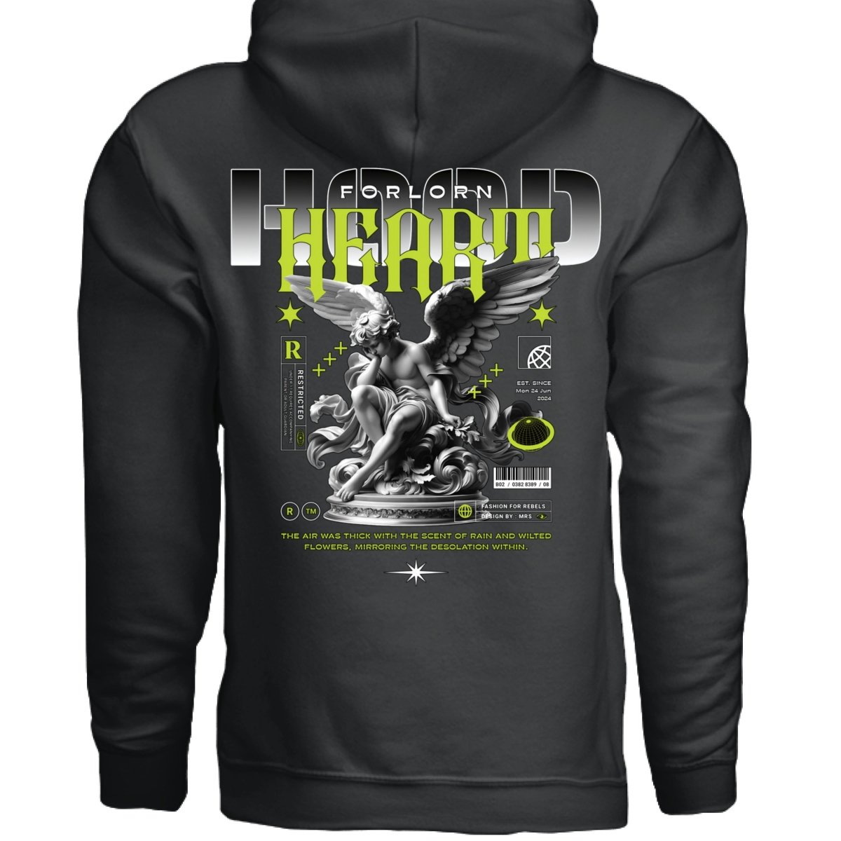 FORLORN HEART Green Cherub Rebel Graphic Oversized Hoodie | Project Hood 127 - Project Hood