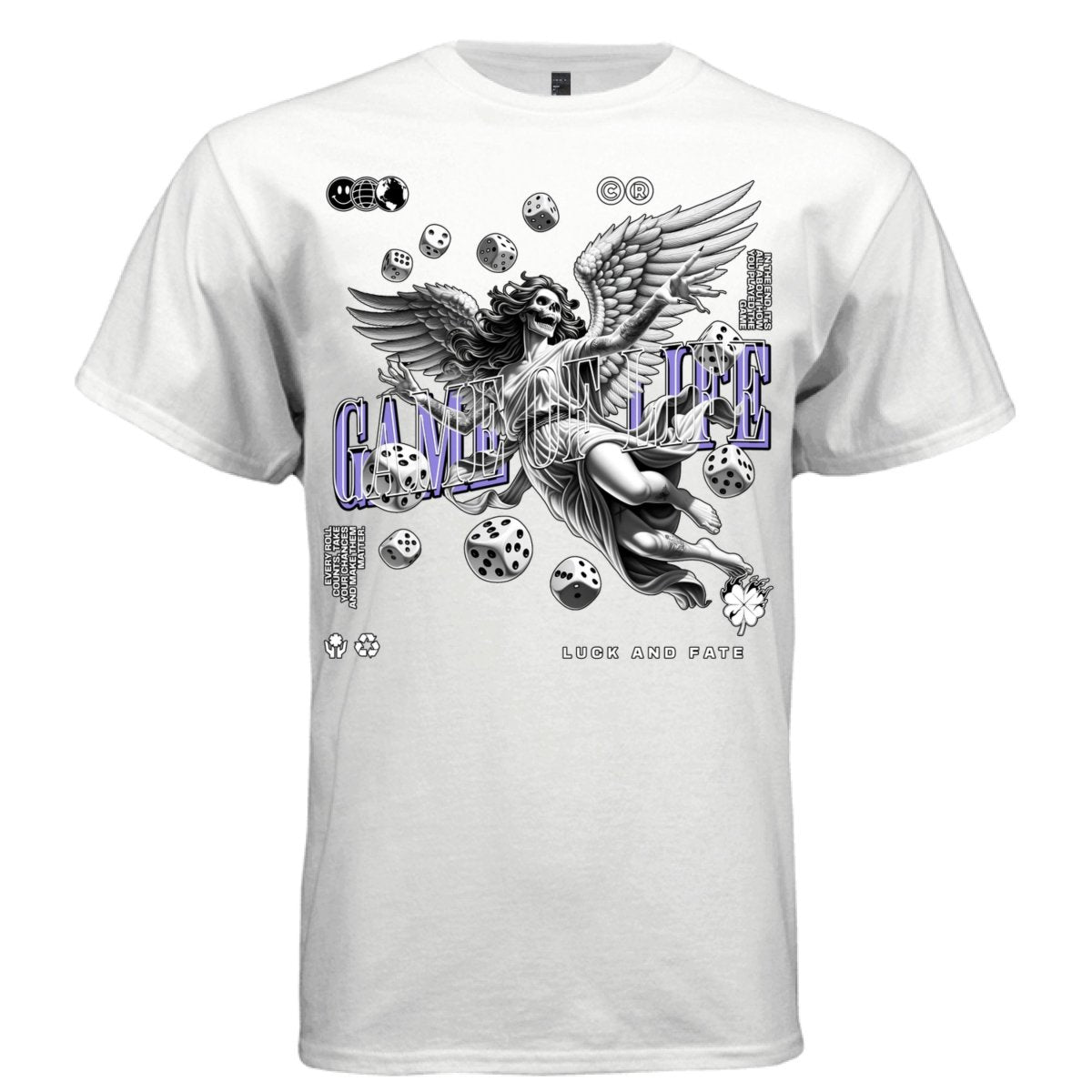 GAME OF LIFE Skeleton Angel Dice Luck Fate Oversized Streetwear T-Shirt | Project Hood 162 - Project Hood