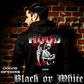 Model wearing gothic angel graphic oversized hoodie with dark art design. 