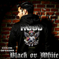 Model wearing gothic angel graphic oversized hoodie with dark art design. 