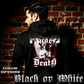 Model wearing gothic angel graphic oversized hoodie with dark art design. 