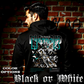 Model wearing gothic angel graphic oversized hoodie with dark art design. 