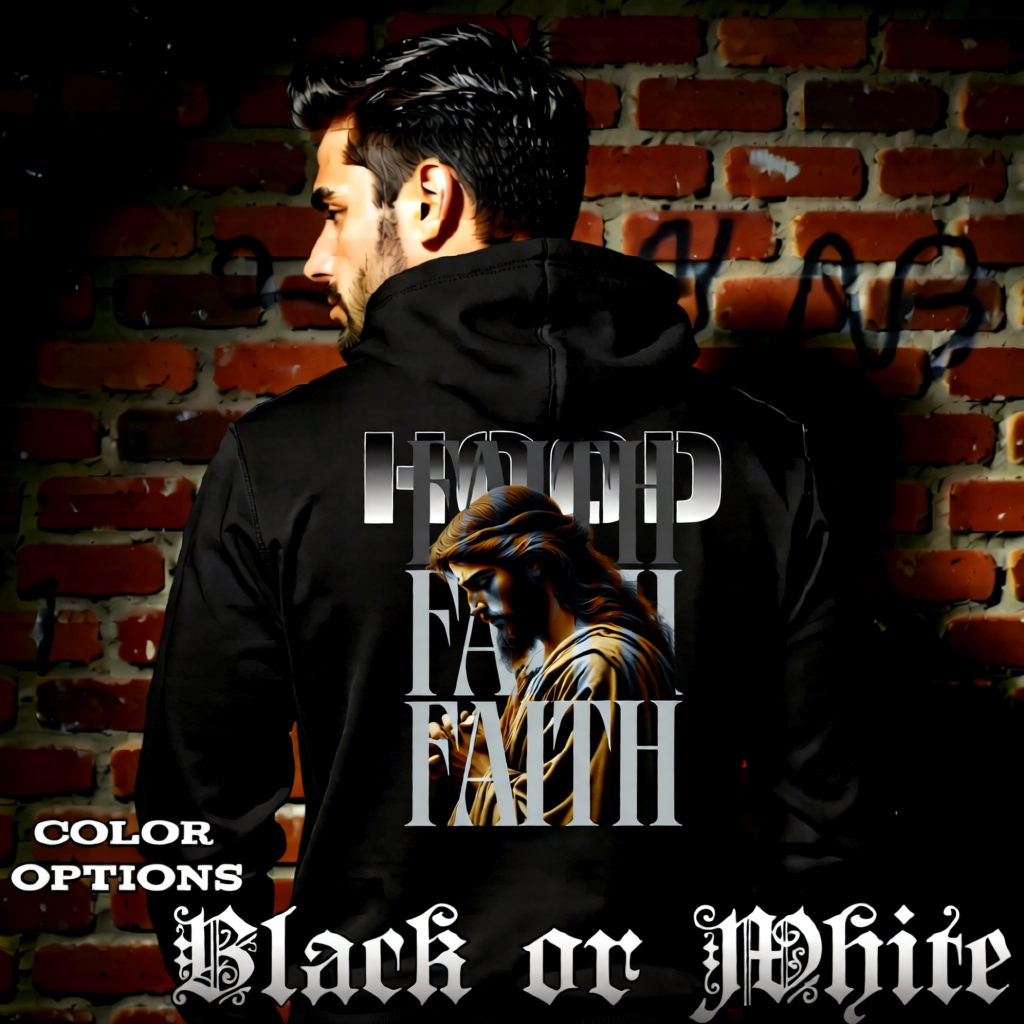 Model wearing gothic angel graphic oversized hoodie with dark art design. 