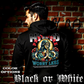 Model wearing gothic angel graphic oversized hoodie with dark art design. 