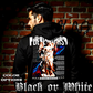 Model wearing gothic angel graphic oversized hoodie with dark art design. 