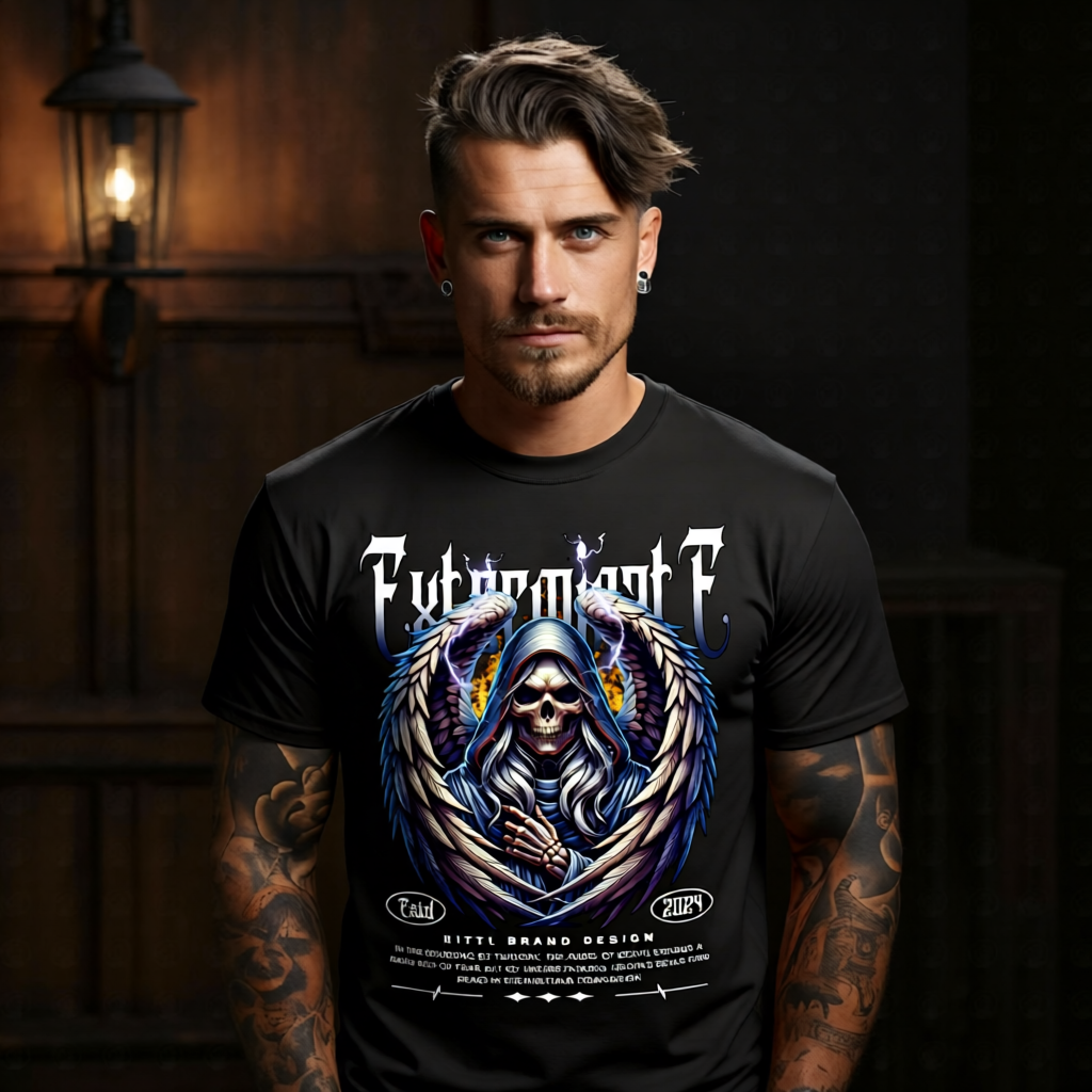 Exterminate hooded Angel of Death grim reaper feathered wings oversized streetwear t-shirt Project Hood