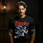 Dignity flying angel with Faith Honor ribbon banners red gothic Dignity script oversized tee Project Hood