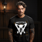 Prestige breaking chains angel ascending through particle burst butterflies gold cross oversized tee Project Hood