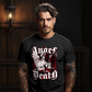 Angel of Death gothic marble angel holding gun red and black wings blackletter script oversized tee Project Hood