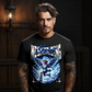 Skaters angel on ice skates with glowing halo wings clouds stars heaven blue palette oversized tee Project Hood