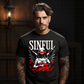 sinful cracked marble angel skull trident gothic red poppy tee Project Hood
