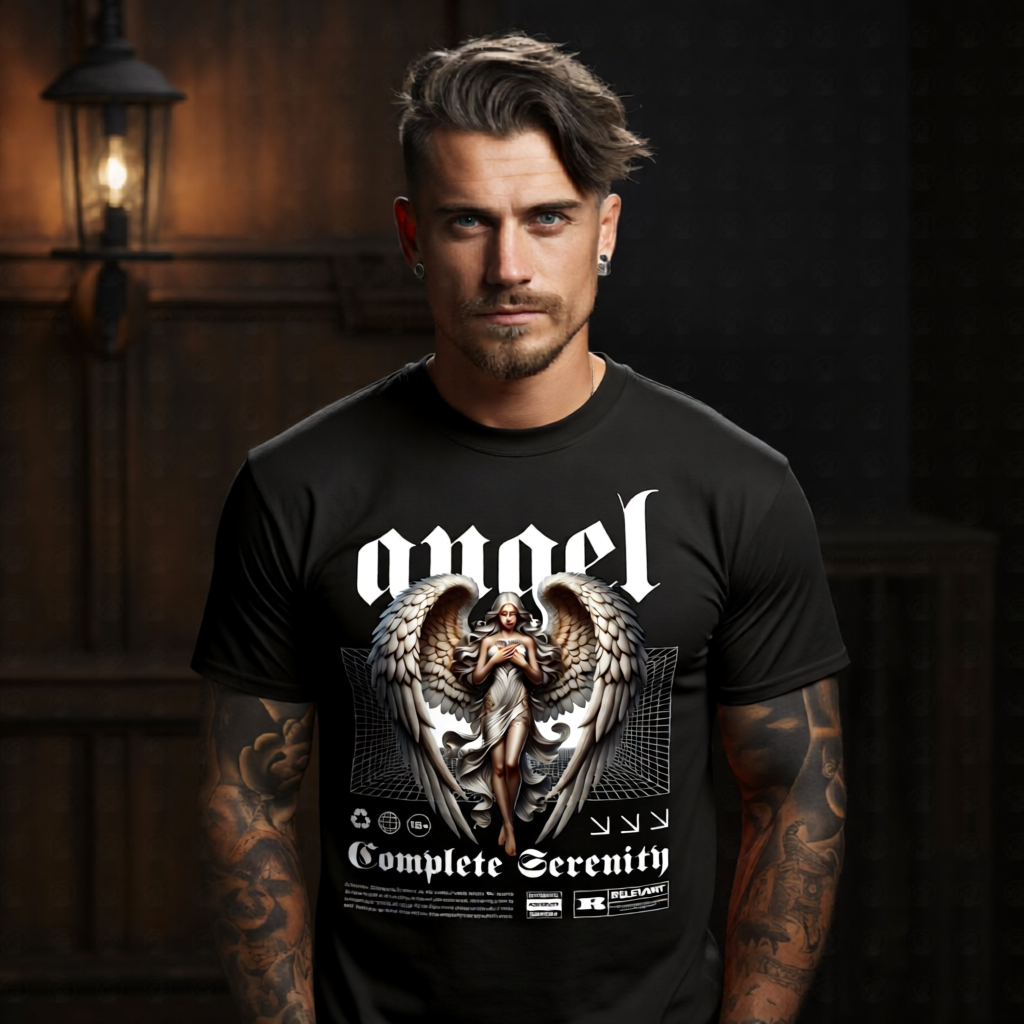 silver gothic angel divine wings complete serenity oversized tee Project Hood