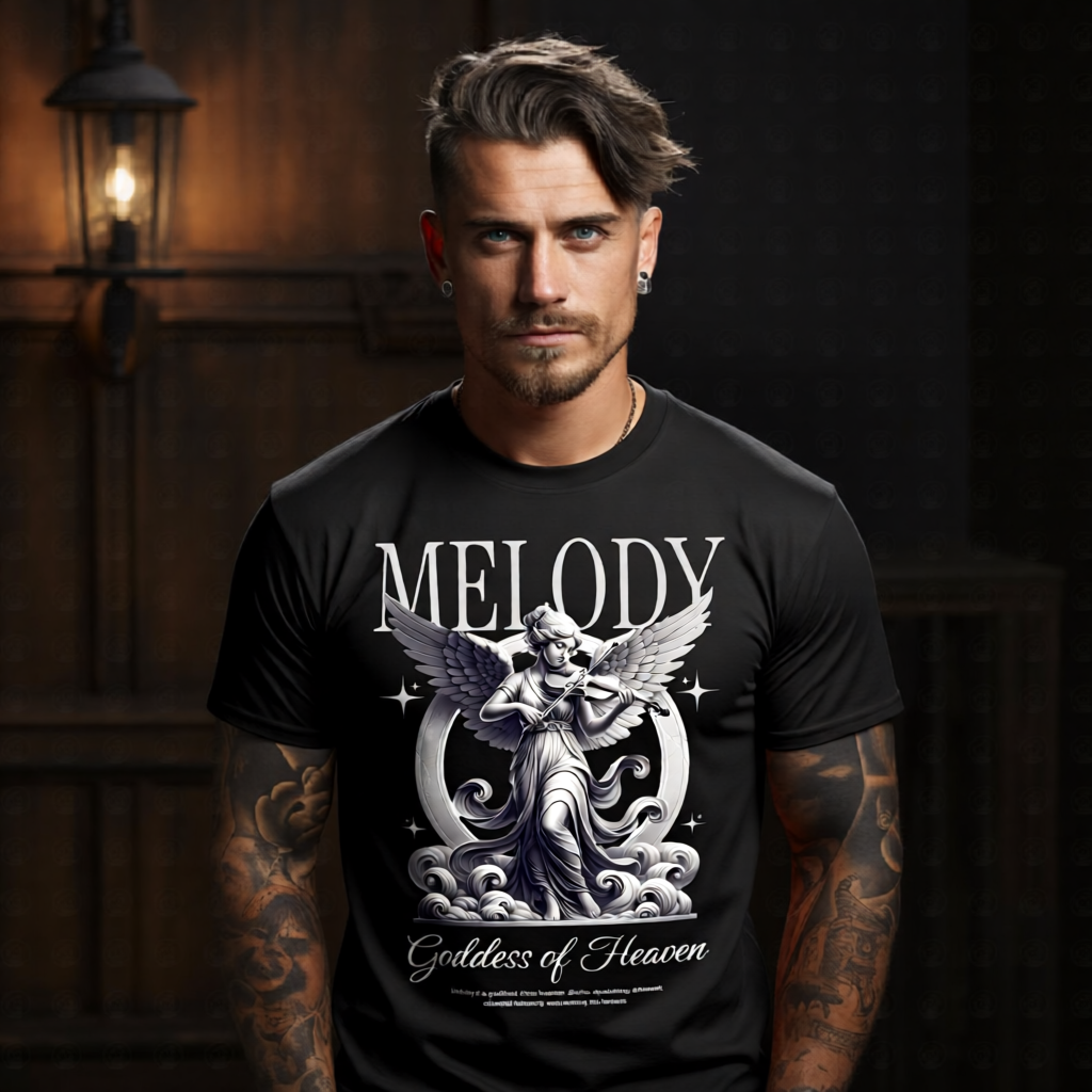 melody goddess of heaven violin angel wings grey oversized tee Project Hood