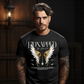 Kidnapped by Angels graphic tee with gold and white ornate symmetrical wings sword and north star from Project Hood