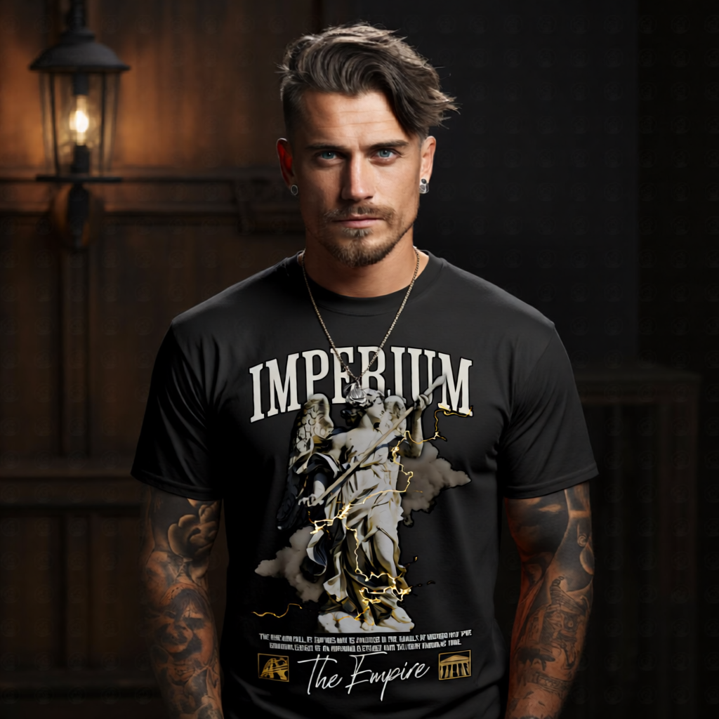 IMPERIUM The Empire Graphic T-Shirt – Roman Mythology Gold Lightning Streetwear by Project Hood