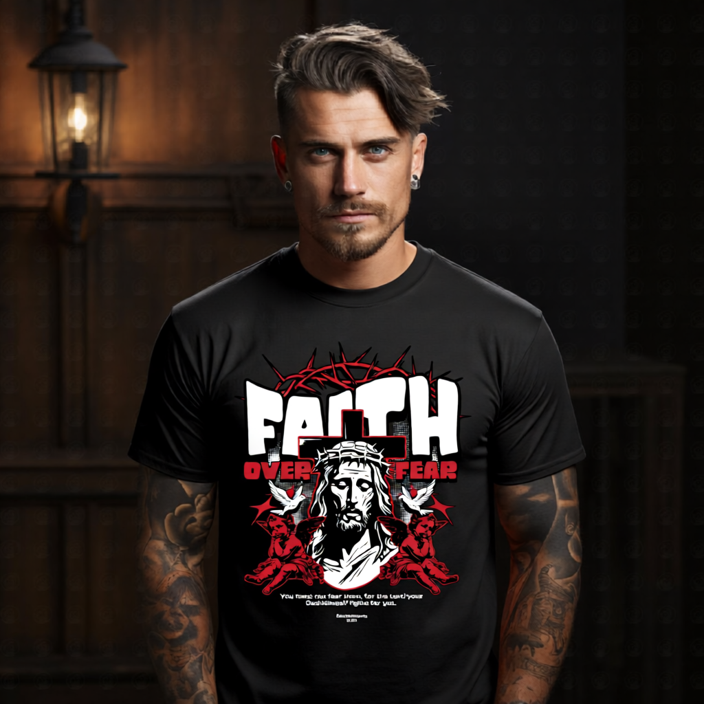 FAITH OVER FEAR Jesus Graphic T-Shirt – Christian Streetwear Deuteronomy by Project Hood
