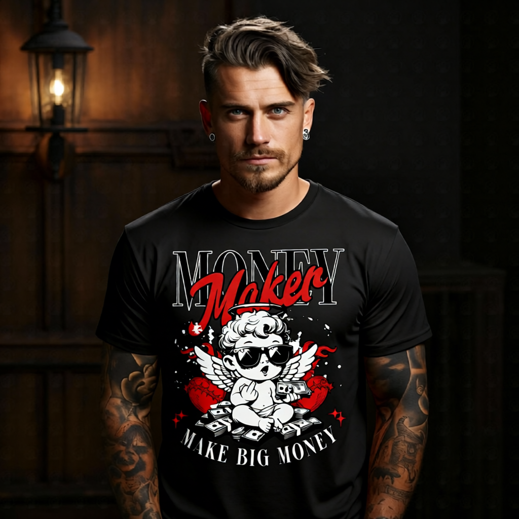 MONEY MAKER Make Big Money Cherub Graphic T-Shirt – Dark Hustle Streetwear by Project Hood