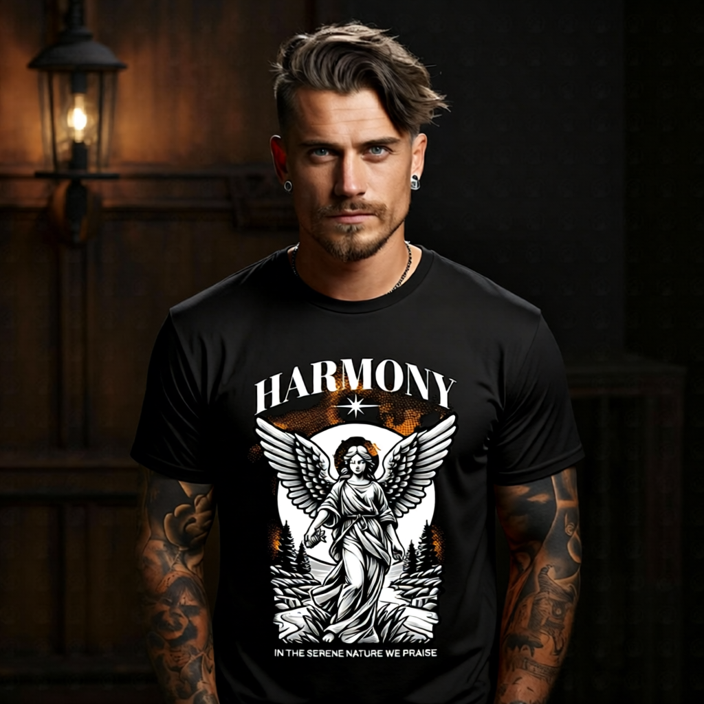 HARMONY In the Serene Nature We Praise Graphic T-Shirt – Orange Nature Streetwear by Project Hood