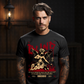 BLIND LOVE Project Hood oversized streetwear tee — red graffiti BLIND gold script Love Cupid cherub flames front graphic