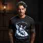 LOVE IS A BOMB Project Hood oversized tee — red 3D LOVE IS A BOMB graffiti type creepy cherub glowing eyes missile front graphic