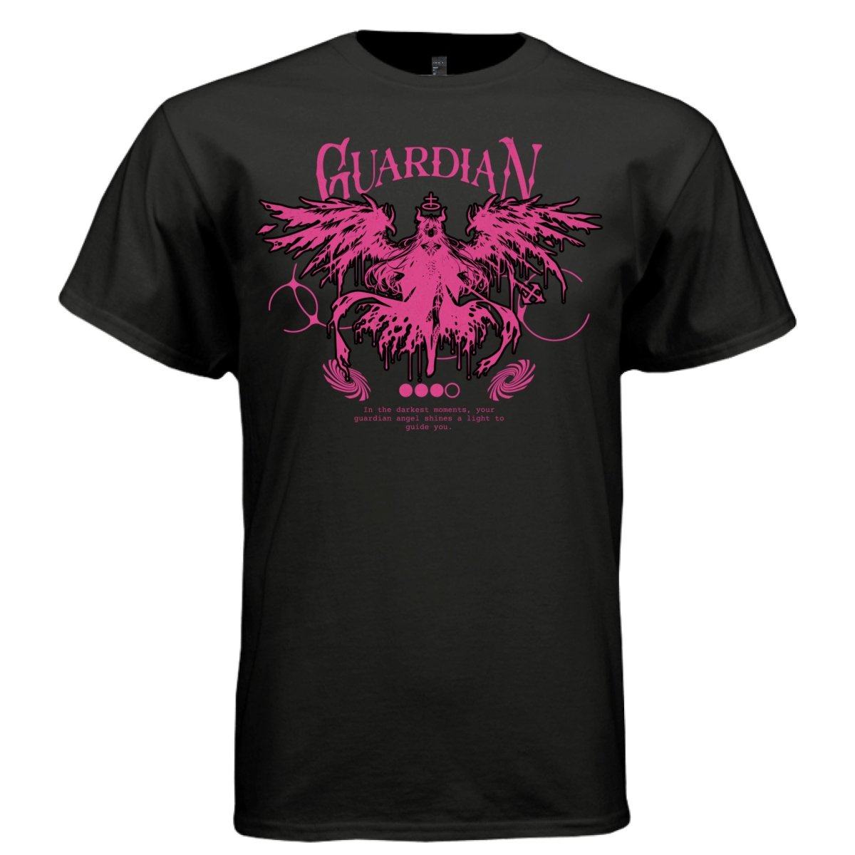 GUARDIAN Pink Drip Angel Wings Horns Cross Oversized Streetwear T-Shirt | Project Hood 152 - Project Hood