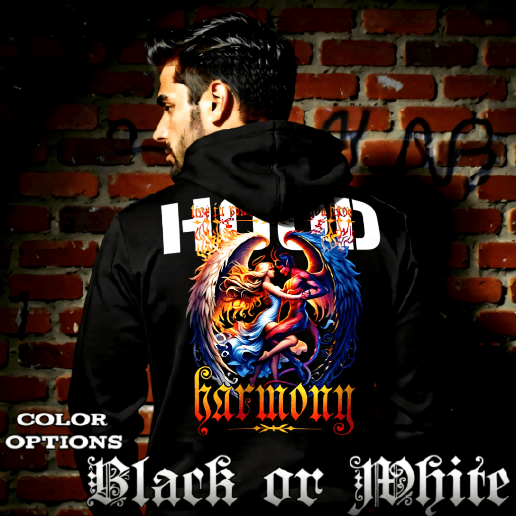 HARMONY Angel Devil Dance Peace Oversized Hoodie | Project Hood 125 - Project Hood
