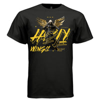 Holy Wings Black Angel Oversized Streetwear T-Shirt | Gold Wings Graffiti Graphic Tee | Project Hood 12 - Project Hood