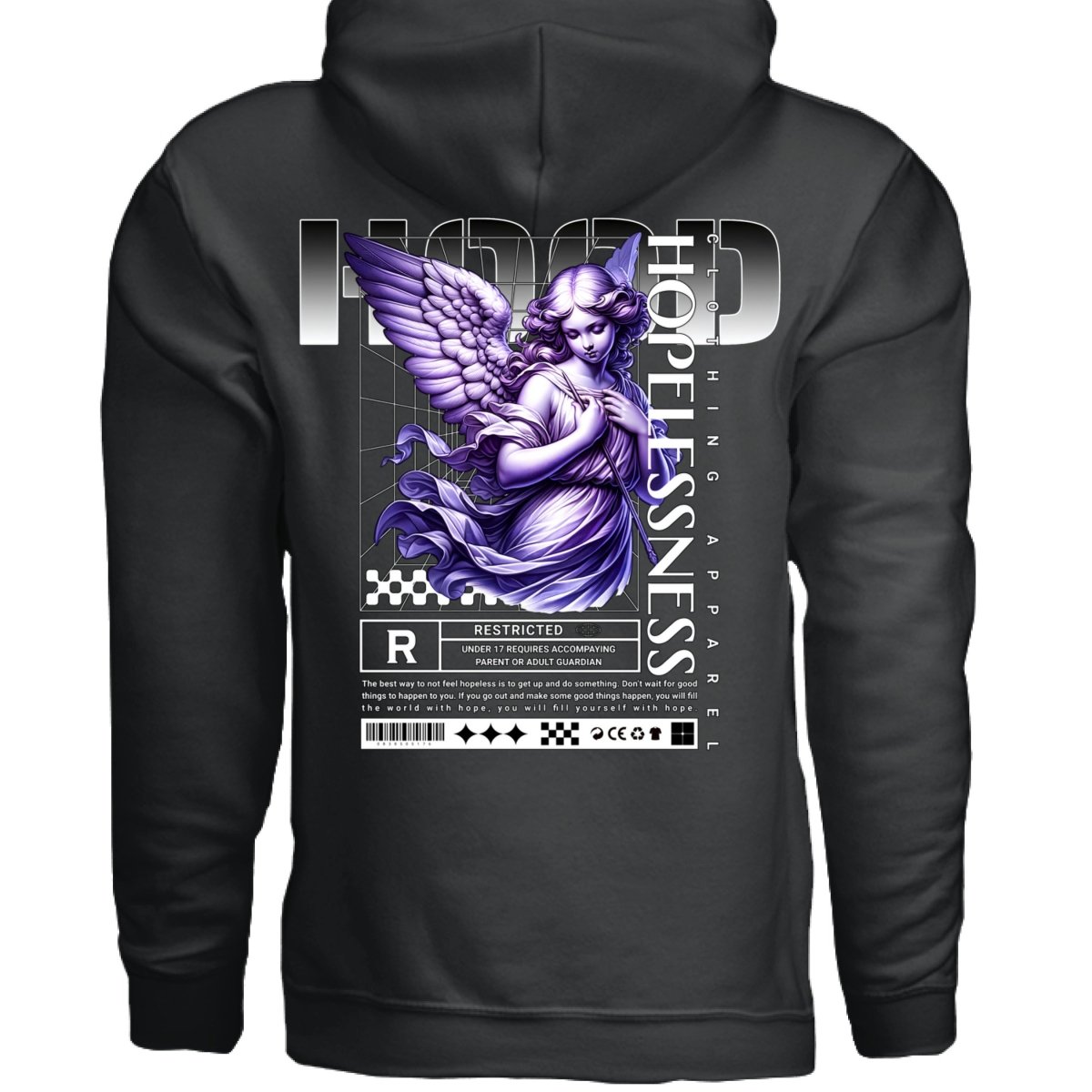 HOPELESSNESS Purple Angel Grid Oversized Hoodie | Project Hood 80 - Project Hood