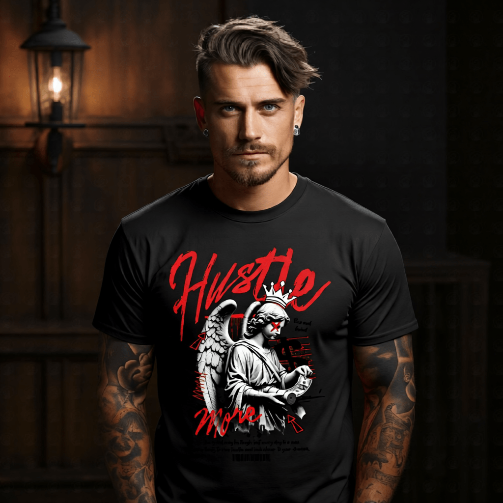 HUSTLE MORE Angel Crown Money Oversized Streetwear T-Shirt | Project Hood 164 - Project Hood