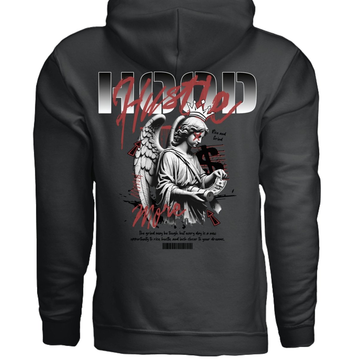 HUSTLE MORE Rise and Grind Angel Graphic Oversized Hoodie | Project Hood 164 - Project Hood