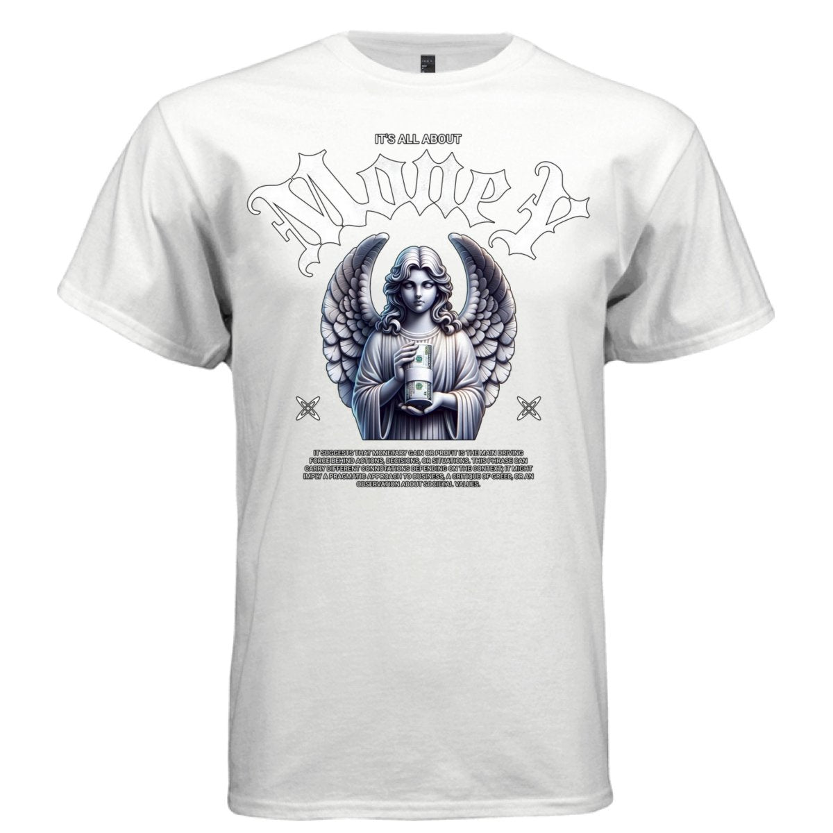 IT'S ALL ABOUT MONEY Angel Wealth Marble Oversized Streetwear T-Shirt | Project Hood 104 - Project Hood