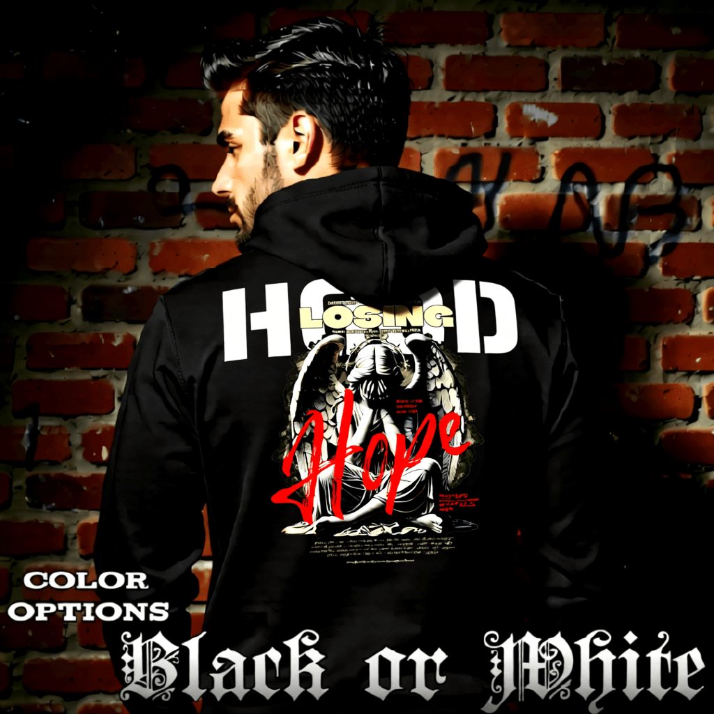 LOSING Grieving Angel Graphic Oversized Hoodie | Project Hood 146 - Project Hood
