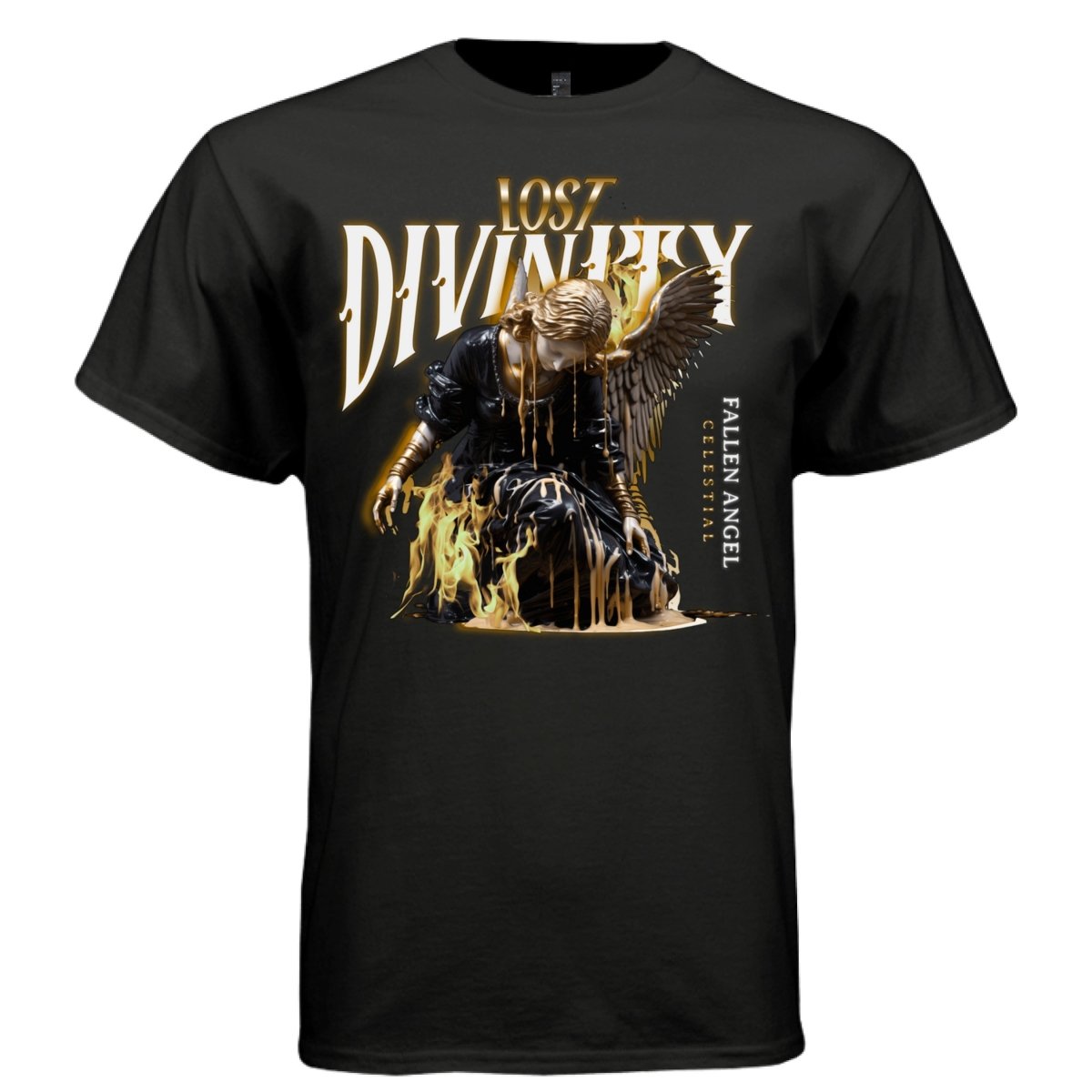 Lost Divinity Fallen Angel Oversized Streetwear T-Shirt — Celestial Dark Angel Graphic Tee 5 - Project Hood