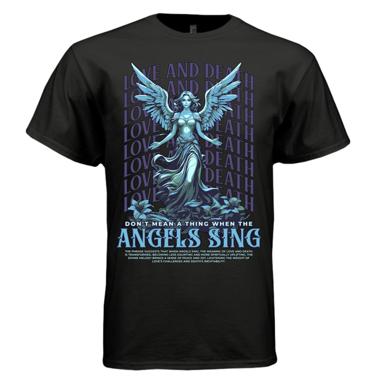 LOVE AND DEATH Angels Sing Teal Angel Divine Oversized Streetwear T-Shirt | Project Hood 191 - Project Hood