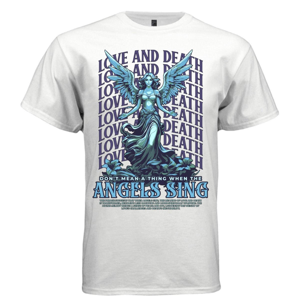 LOVE AND DEATH Angels Sing Teal Angel Divine Oversized Streetwear T-Shirt | Project Hood 191 - Project Hood