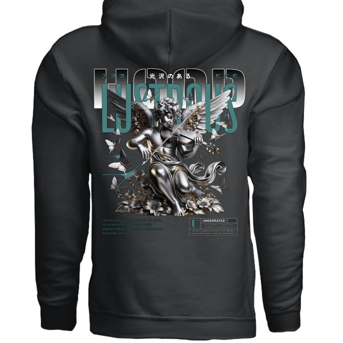 LUSTROUS Silver Cherub Violinist Graphic Oversized Hoodie | Project Hood 182 - Project Hood