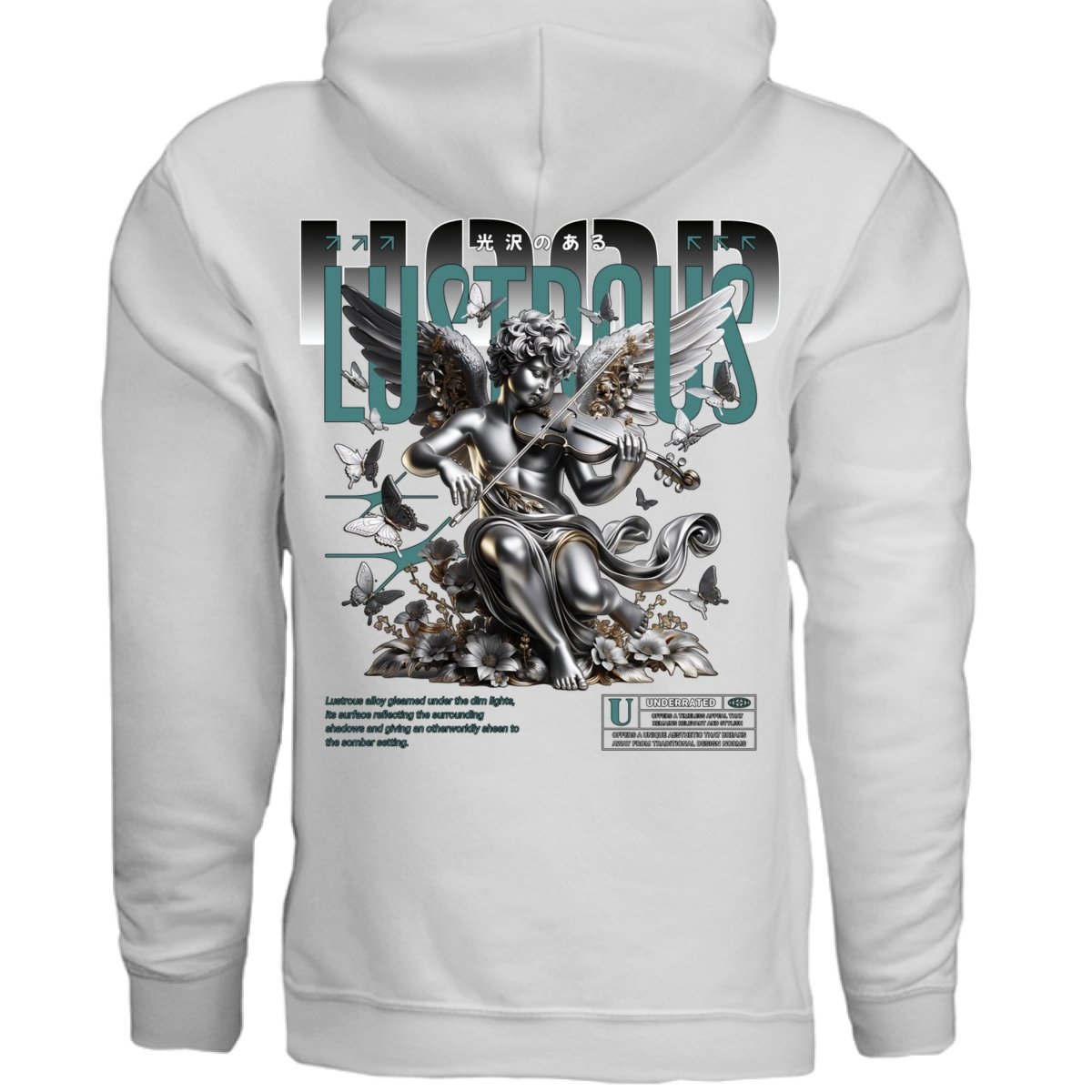 LUSTROUS Silver Cherub Violinist Graphic Oversized Hoodie | Project Hood 182 - Project Hood